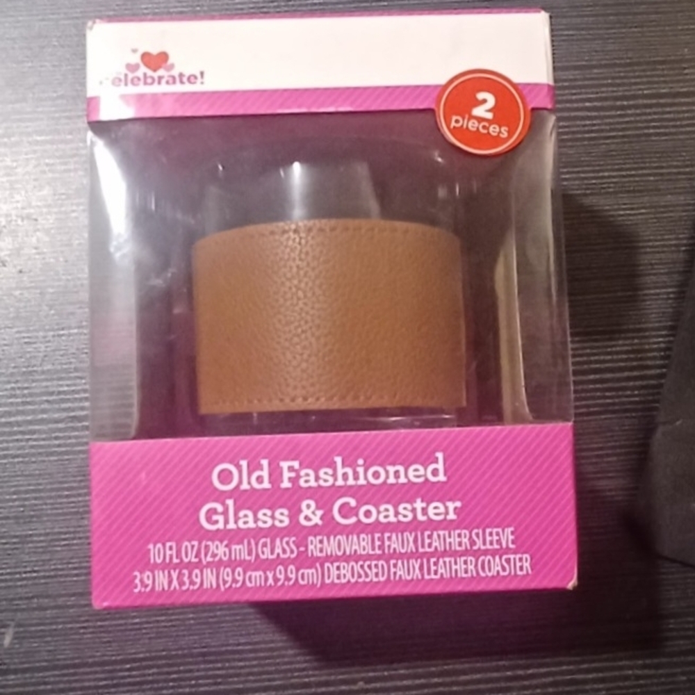 Russ Old Fashioned Glass with Brown Sleeve